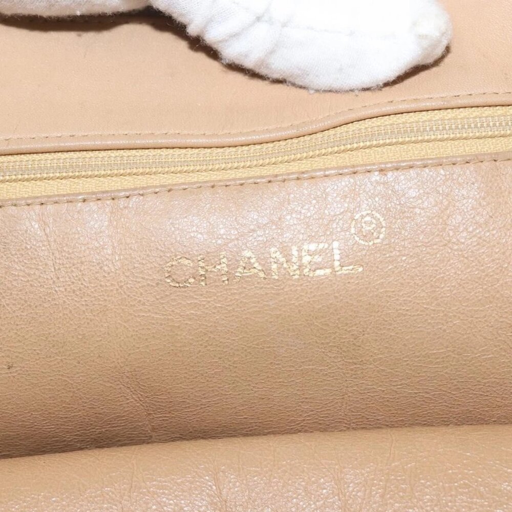 CHANEL COCO Mark Chain Tote Bag Lamb Skin Beige Gold CC Auth bs29597 - Picture 12 of 16
